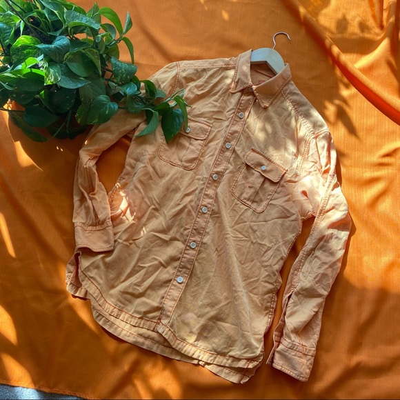 Tommy Bahama Orange Long Sleeve Button Up Top - Picture 3 of 8